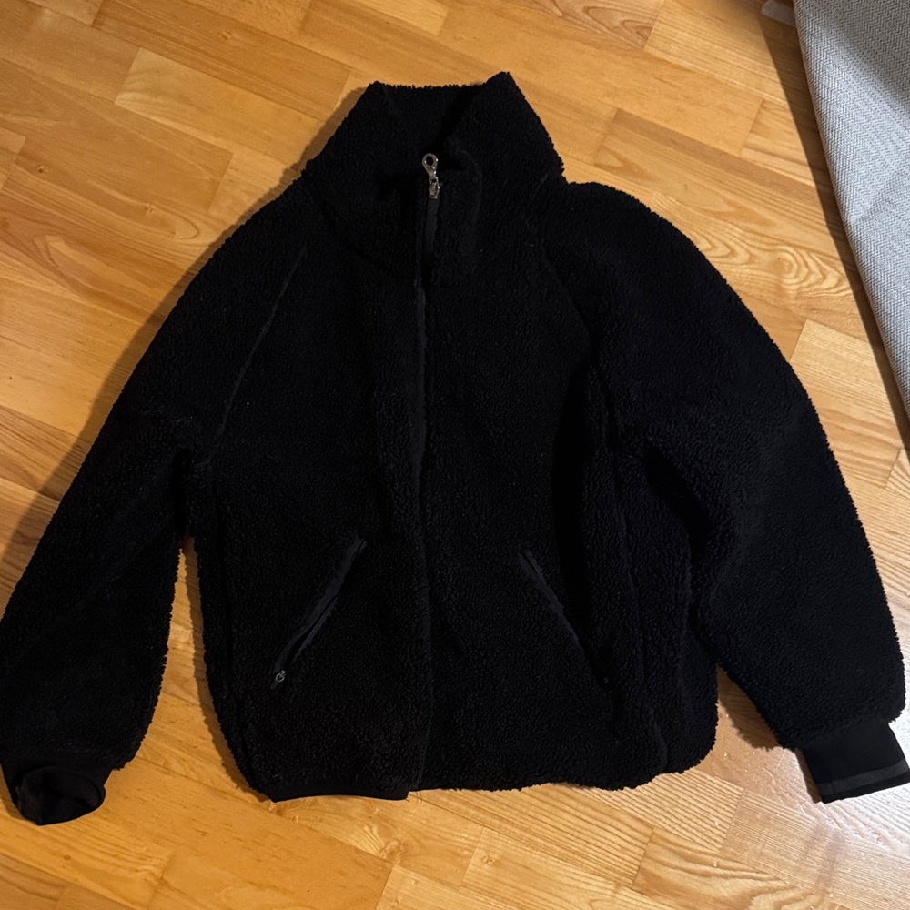 Black Sherpa Zip-Up Jacket